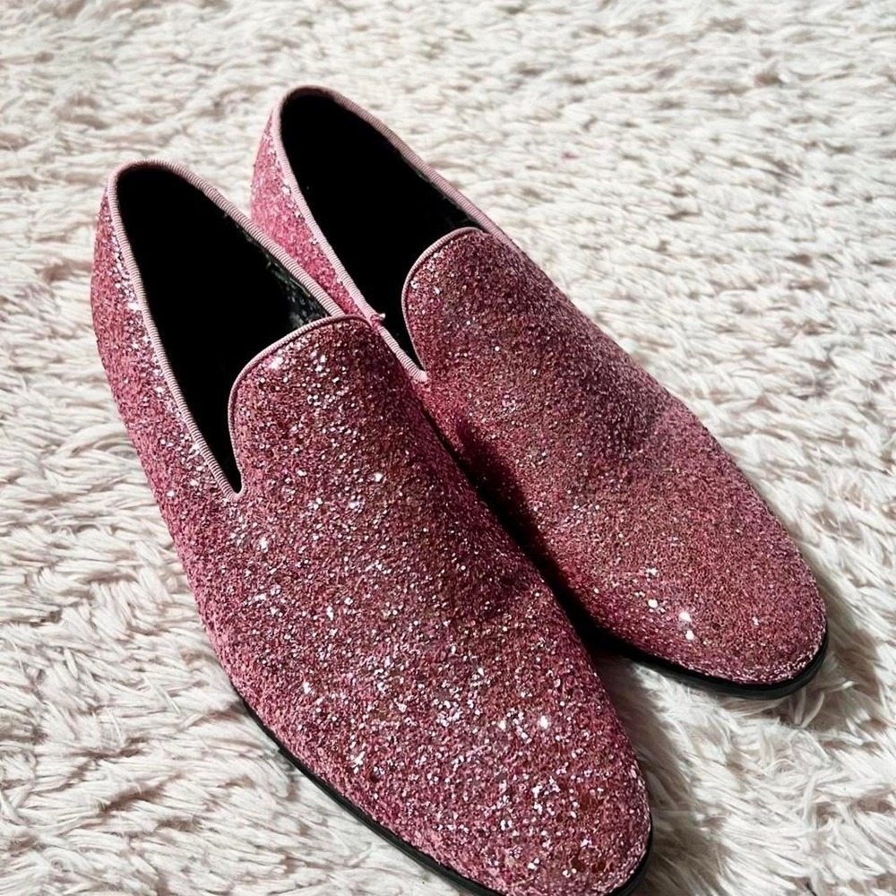 Vintage Enzo Romeo Sparko 04 Slip On Glitter Loafer Mens 9.5 Statement Glamour